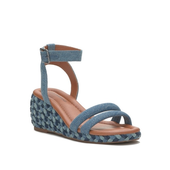 Lucky Brand Naylicia Denim Wedge In Blue Size 8 NWOB